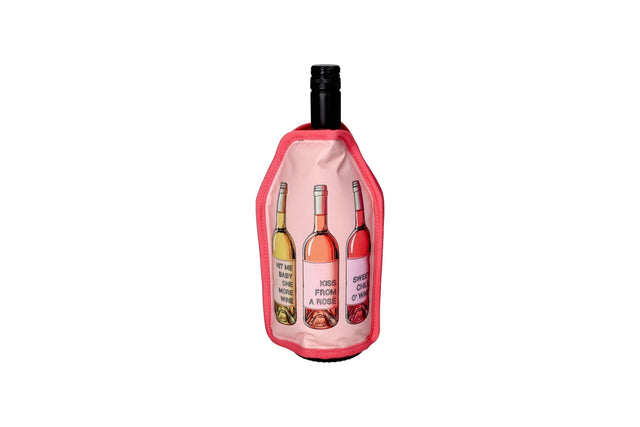 GICO - 1219501012 - Gift Company, Froid, Kühlmanschette, Motiv: Weinflaschen, rosa