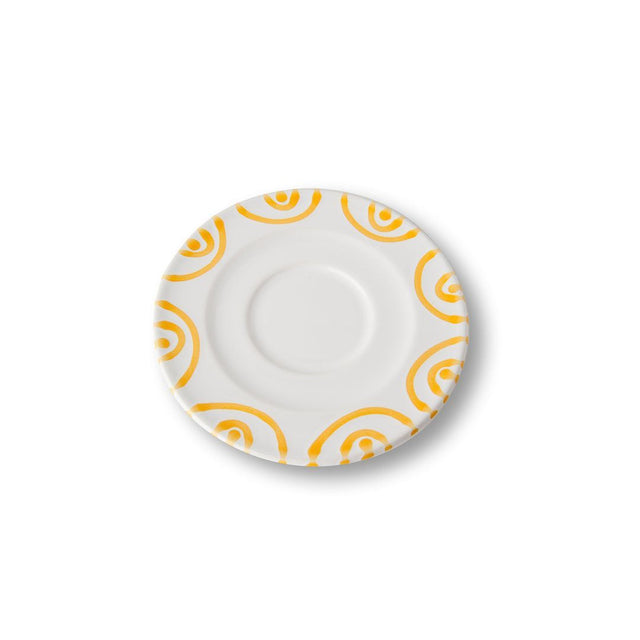 0101TUGO14 - Gmundner Keramik 'Gelbgeflammt - Unterteller Cappuccino Gourm.(Ø 14cm' !
