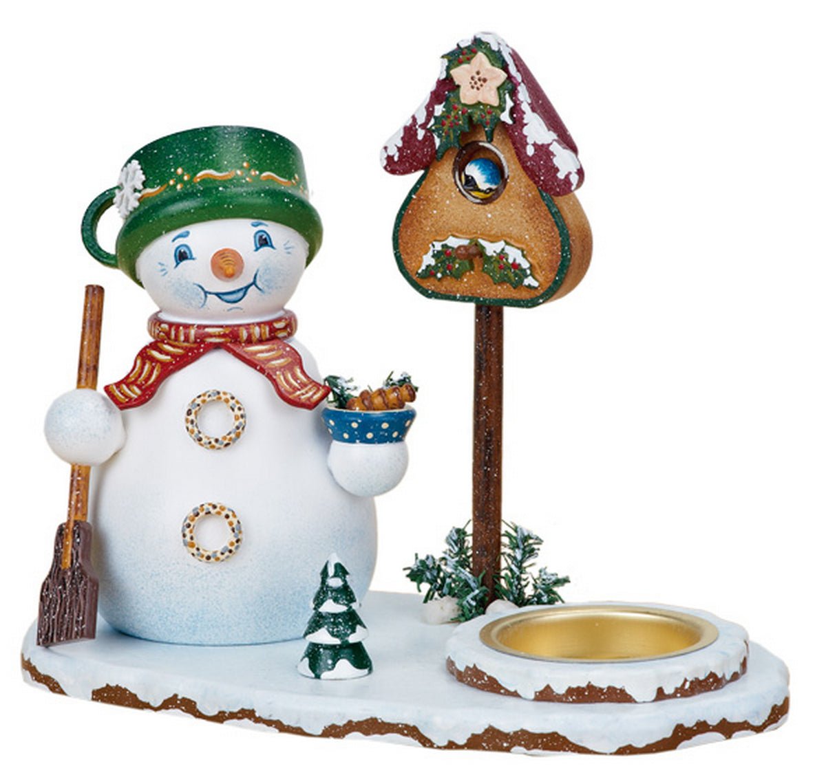 HUB - 105h1102 - Hubrig Volkskunst 'Räuchermann - Schneemann mit T e e l i c h t'