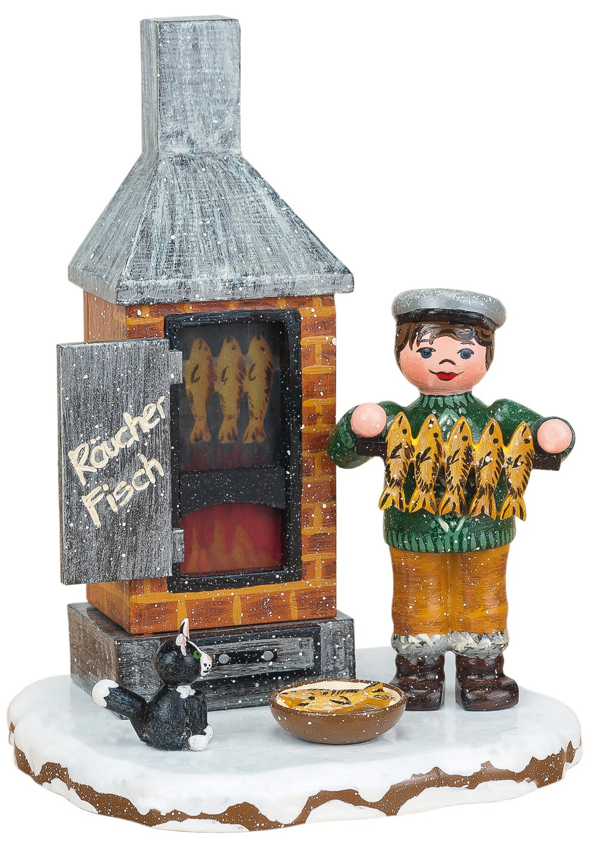HUB - 110h4403 - Hubrig Volkskunst 'Winterkinder Fischräucherei - elektrisch 11cm'
