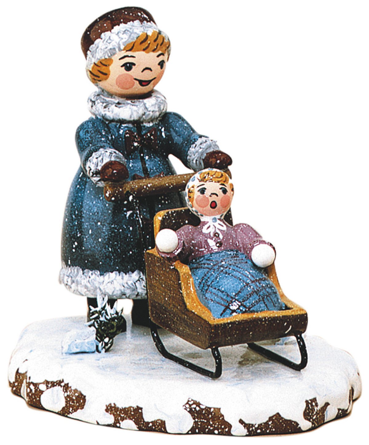 HUB - 110h1010 - Hubrig Volkskunst 'Winterkinder - Mädchen mit Kinderschlitten 7cm'