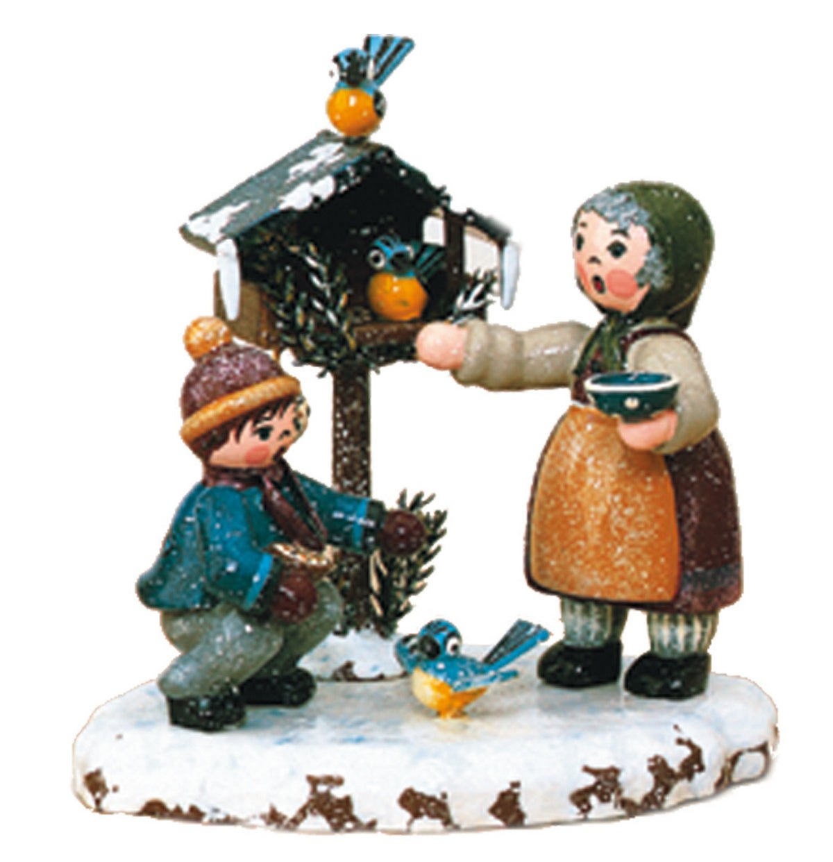 HUB - 110h1004 - Hubrig Volkskunst 'Winterkinder - Vogelfütterung 9cm'