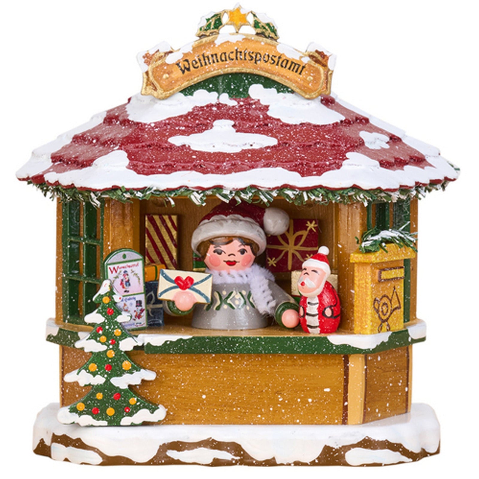 HUB-110h4405 - Hubrig Volkskunst 'Winterkinder Weihnachtspostamt - elektrisch 10cm - 2. Auflage'
