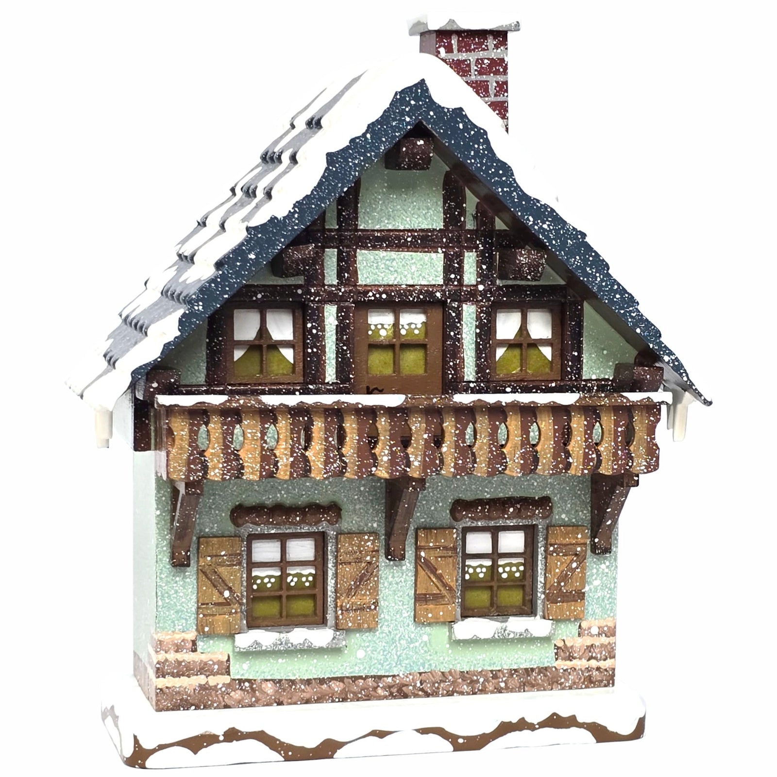 HUB-400h0003 - Hubrig Volkskunst 'Winterkinder Winterhaus - Balkon 14cm'