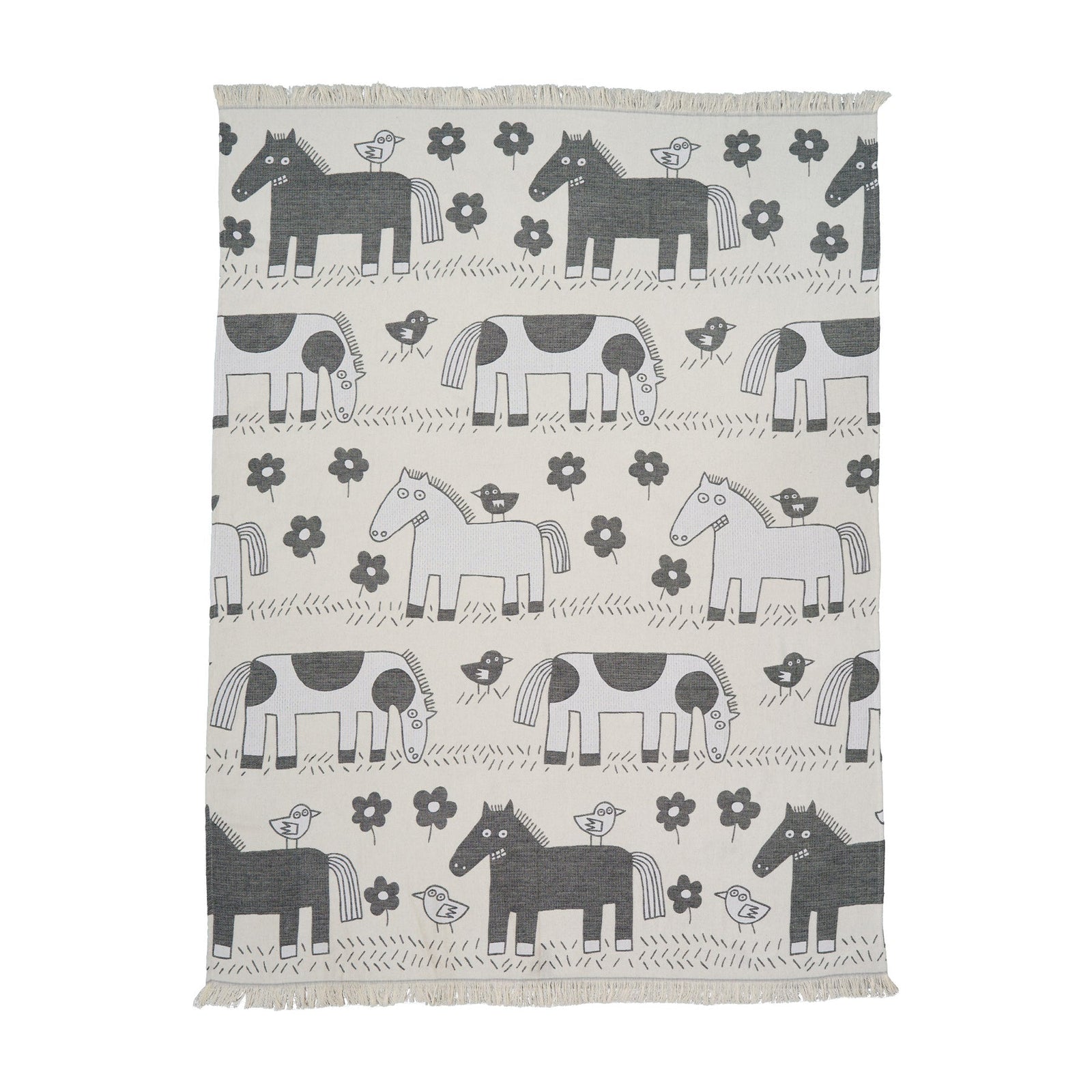 KLI-272801 - KLIPPAN, Baumwolle Decke, Motiv Pferd, 140 x 180cm