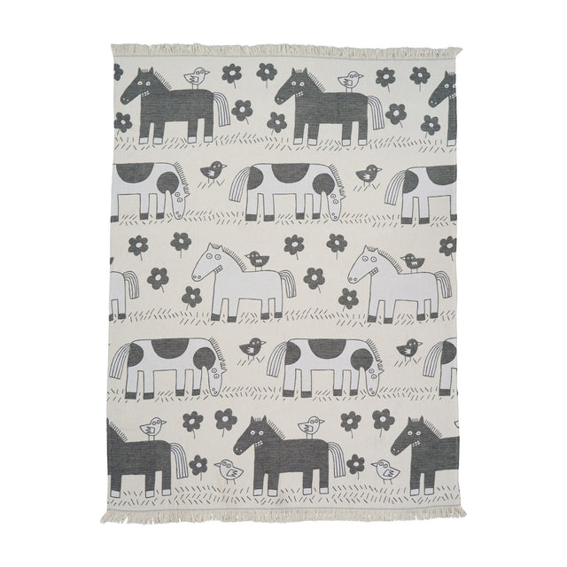 KLI-272801 - KLIPPAN, Baumwolle Decke, Motiv Pferd, 140 x 180cm
