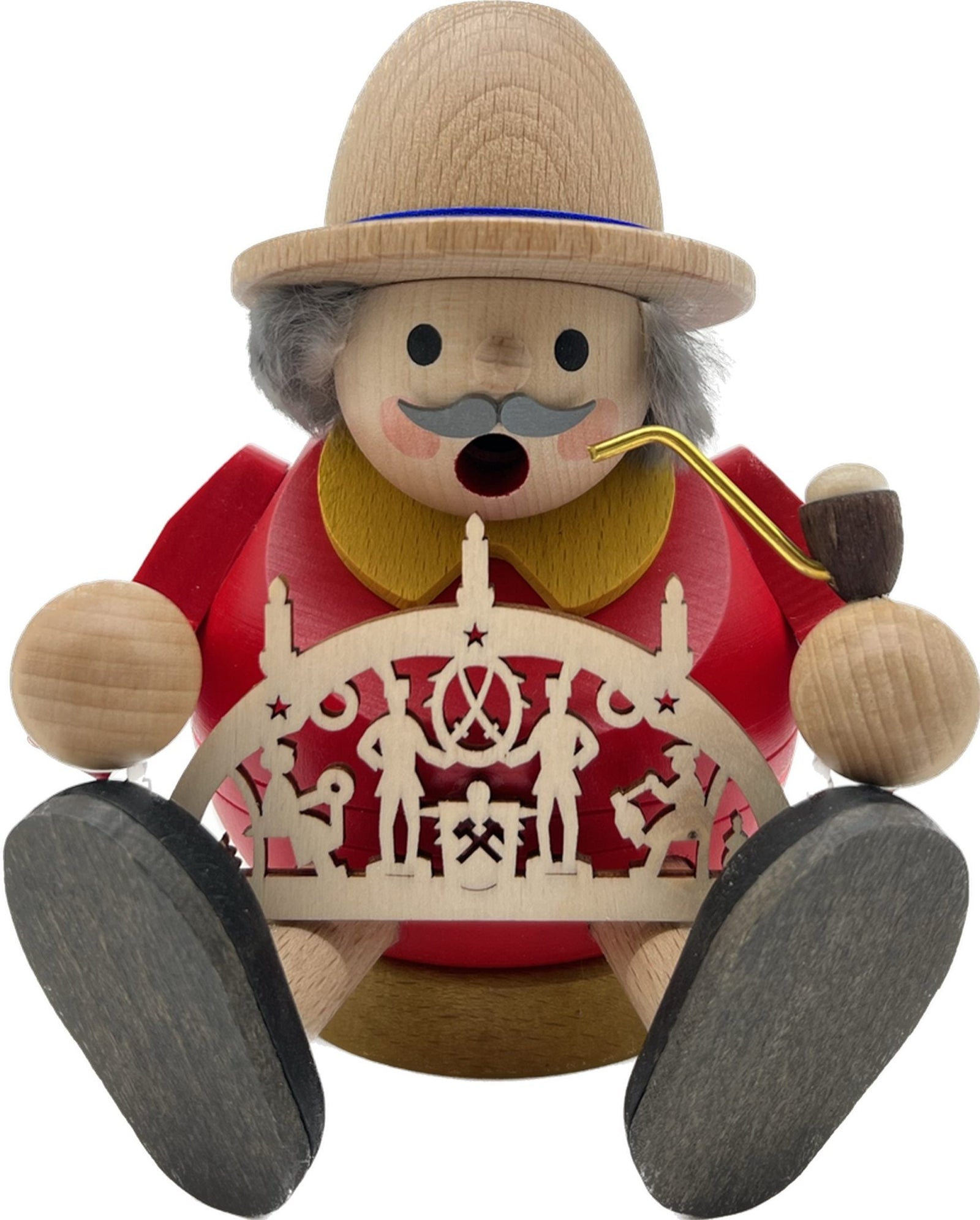 RGL - 26472 - Guľôčkový fajčiar s oblúkom sviečky, sedí, Glässer Ľudové umenie, 15 cm