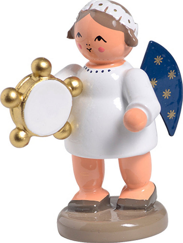 KWO - A75693 - KWO - Ängel med tamburin, träkonst, 5 cm