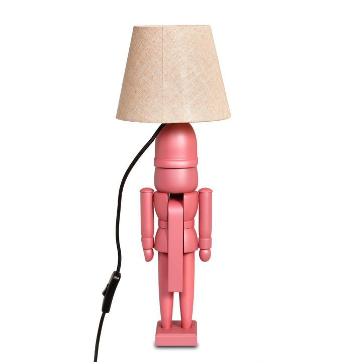 KWO-A20772 - KWO Holzfigur - Nussknacker Pink mit Lampenschirm naturleinen, Kabel schwarz - 52cm - 2026