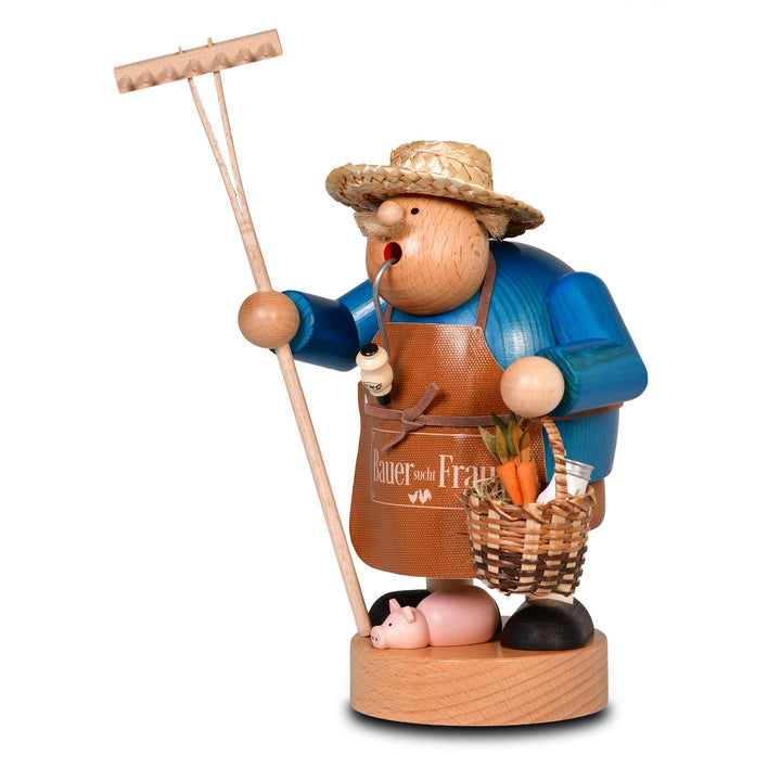 KWO-A23482 - KWO Dřevěná figurka - Kouřící muž Farmář hledá ženu, dřevěné umění, 21 cm - 2026