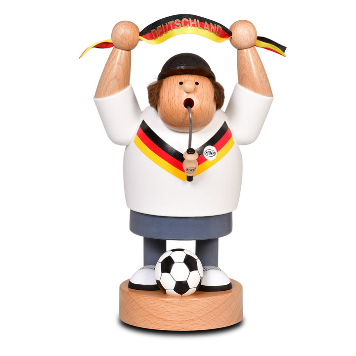 KWO-A21408 - KWO Dřevěná figurka - Kouřící muž fotbalový fanoušek, dřevěné umění, 20 cm - 2026