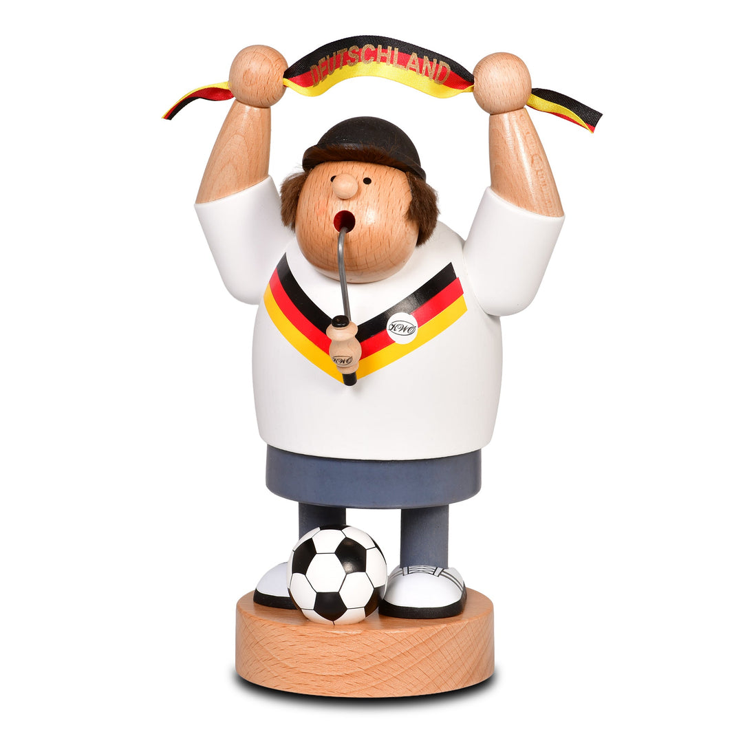KWO-A21408 - KWO Dřevěná figurka - Kouřící muž fotbalový fanoušek, dřevěné umění, 20 cm - 2026