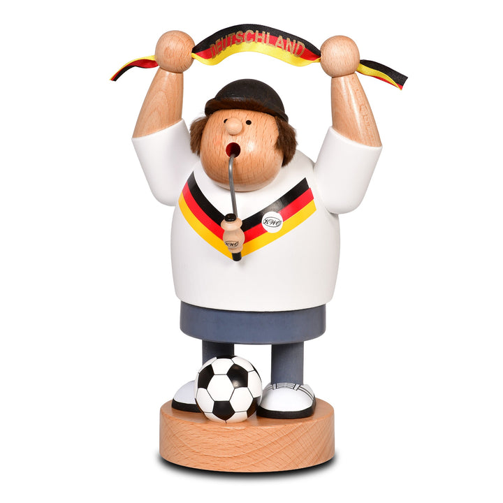 KWO-A21408 - KWO Dřevěná figurka - Kouřící muž fotbalový fanoušek, dřevěné umění, 20 cm - 2026