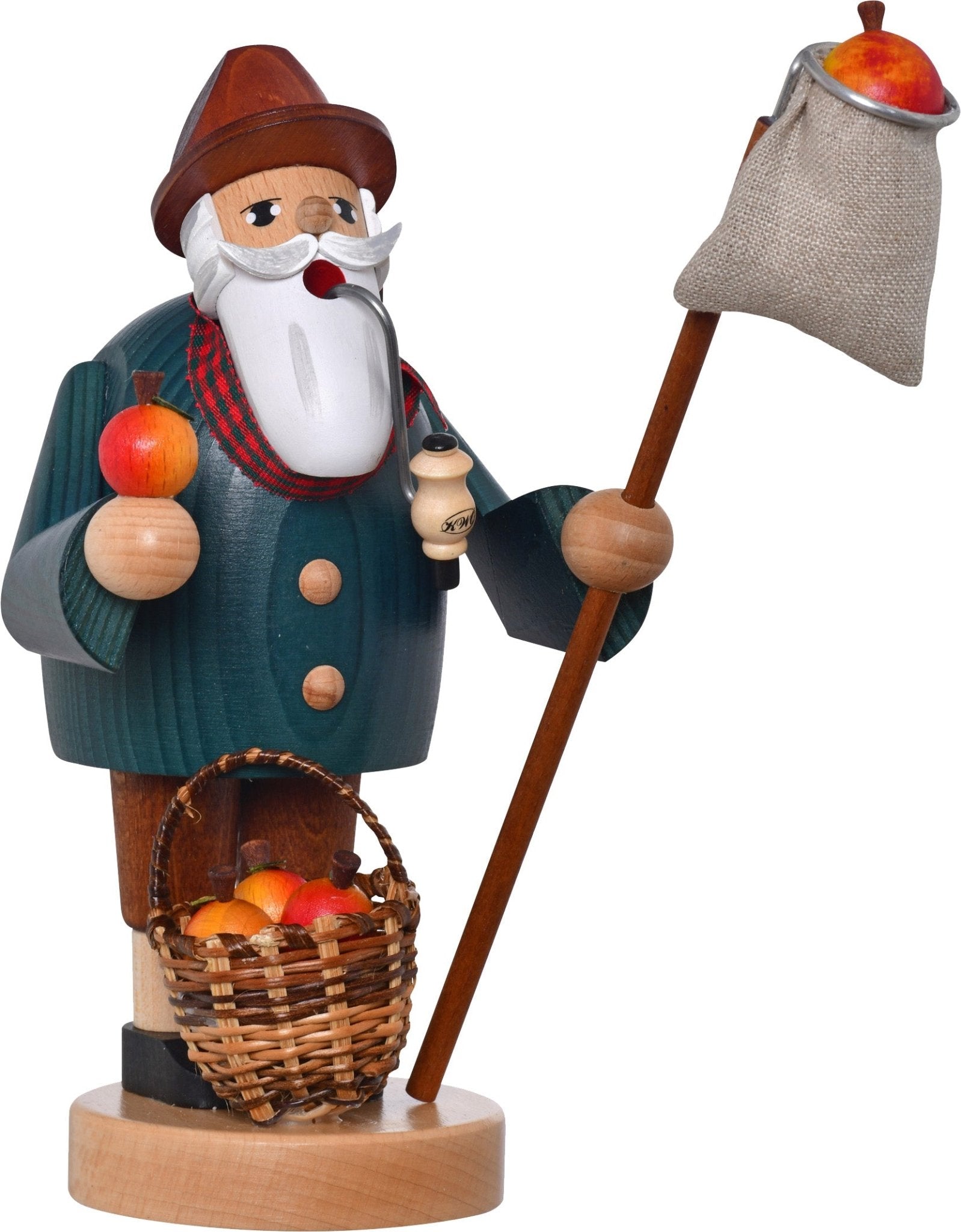 KWO - A21137 - KWO - Räuchermann Apfelpflücker, Holzkunst, 19cm