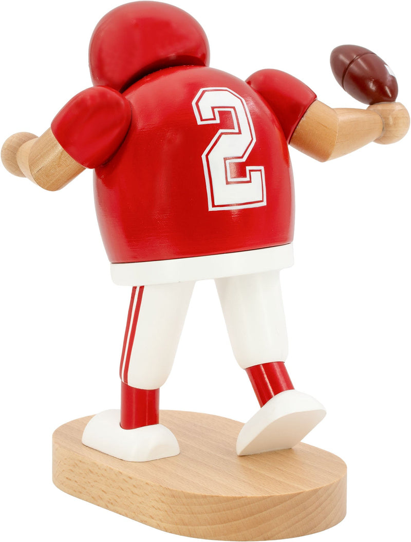 KWO - A21417 - KWO - Rökelsefigur fotbollsspelare röd, träkonst, 20 cm