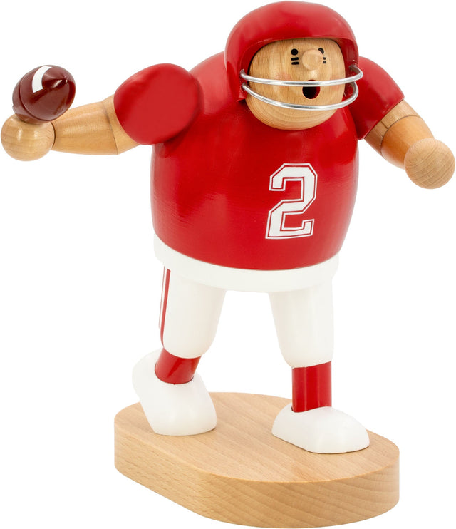 KWO - A21417 - KWO - Rökelsefigur fotbollsspelare röd, träkonst, 20 cm