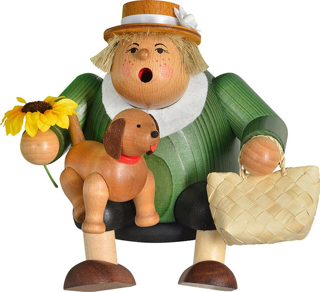 KWO-A21452 - KWO - Rökfigur kanthängare hundvän, träkonst, 16 cm
