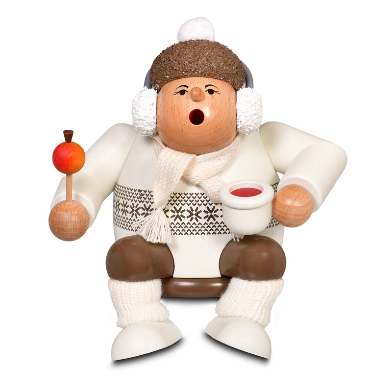 KWO-A21323 - KWO - Räuchermann Kantenhocker Weihnachtsmarktbesucherin, Holzkunst, 15cm - 2026