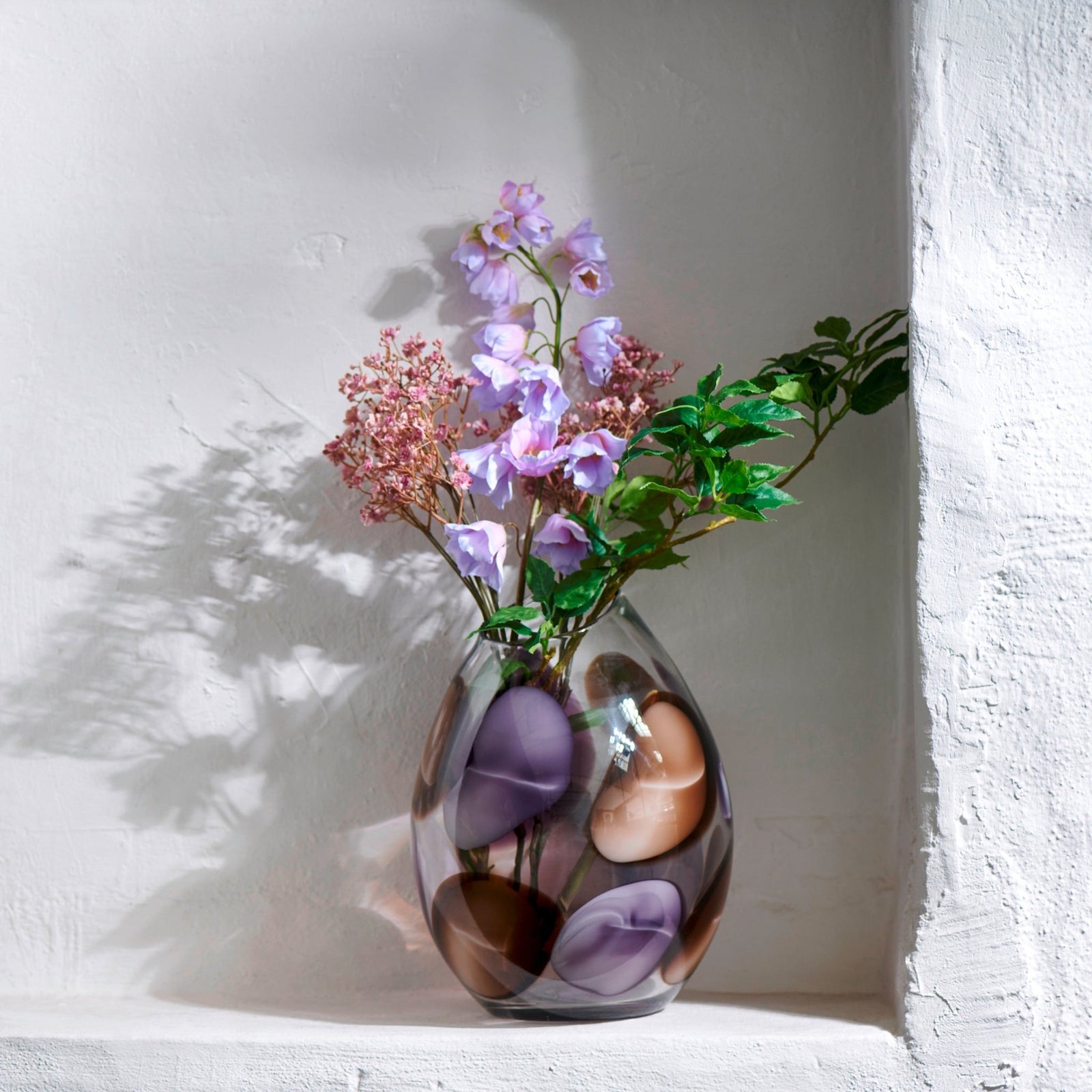 LAM - 17535 - Lambert - Bagodar Vase Glas, violet mit Optik, H30,5cm D23cm