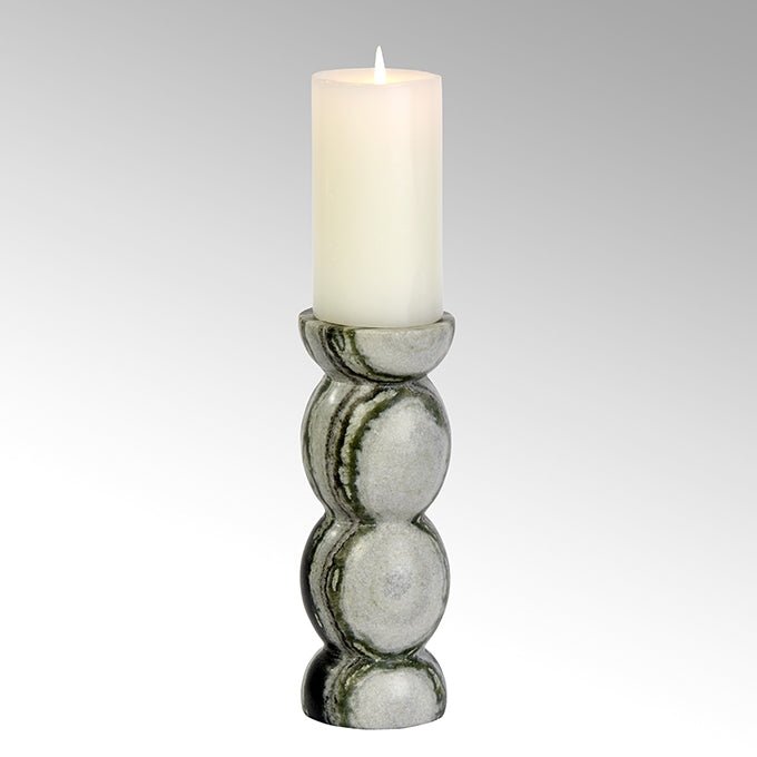LAM-63269 - Lambert - Berubari gyertyatartó, márvány, szürke - fekete, H25cm, Á10,5cm, gyertya nélkül