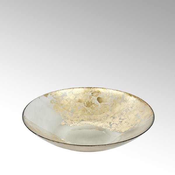 LAM - 46185 - Lambert, Hediye, Glasschale, grau - gold, D32,5 x H2,5cm