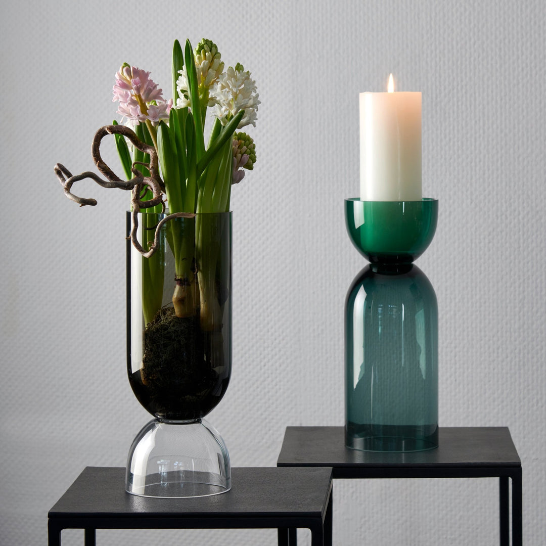 LAM - 17494 - Lambert - Vasari Vase grau/klar, Glas, H 32 cm D 12 cm