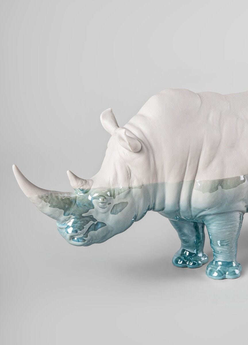 010 - 09739 - LLADRO® Rhino - Underwater - Skulptur, 22x45cm 01009739