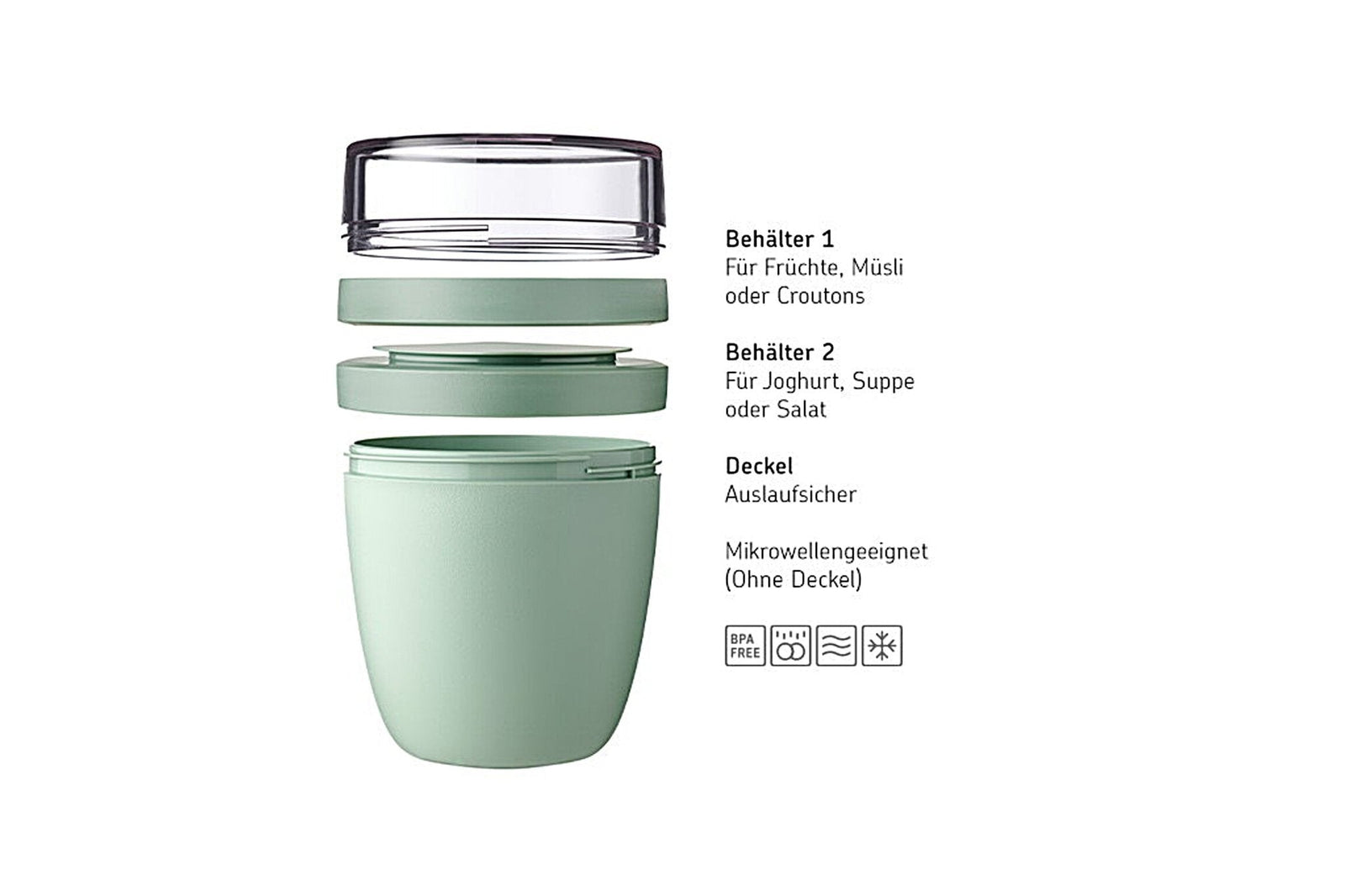 107648041100 - Lunch Pot Ellipse, Nordic black, Mepal, 500 + 200 ml