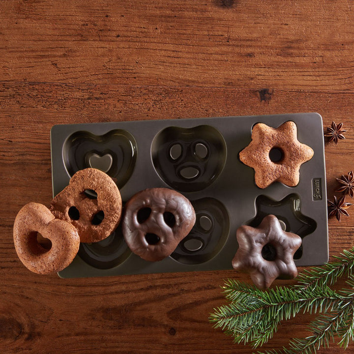 LUR-00565033 - LURCH, 2er Set Lebkuchen Backform für Brezeln, Herzen, Sterne | FLEXI®FORM Silikon