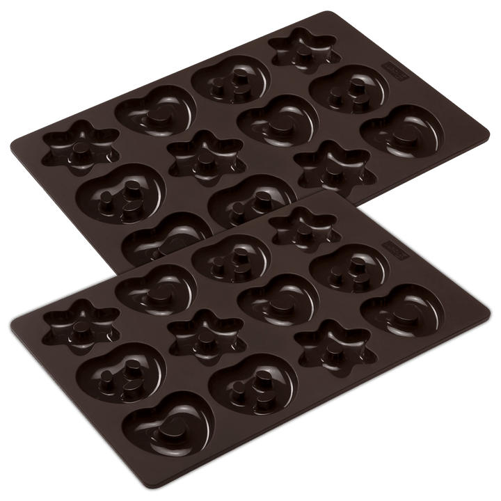 LUR-00565024 - LURCH, 2er Set Mini-Lebkuchen Backform für Brezeln, Herzen, Sterne | FLEXI®FORM Silikon