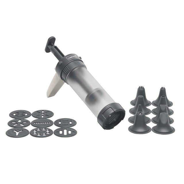 LUR-0070295 - LURCH, Gebäckpresse mit 9 Formscheiben und 8 Tüllen iron grey/weiß