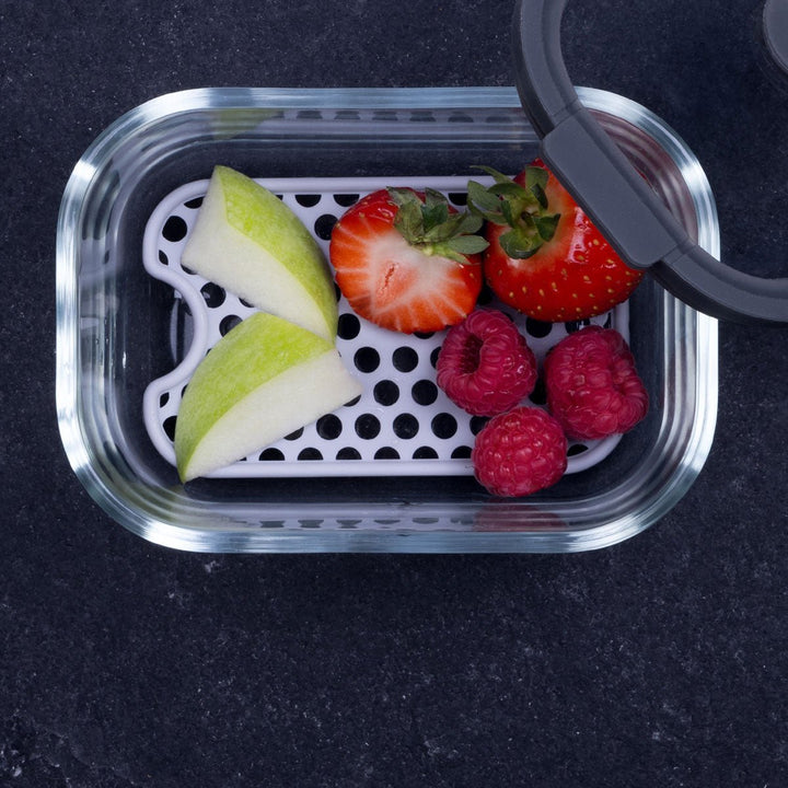 LUR-00240527 - LURCH, Glasbehälter Fresh 500ml mit dichtem Deckel und Abtropfgitter