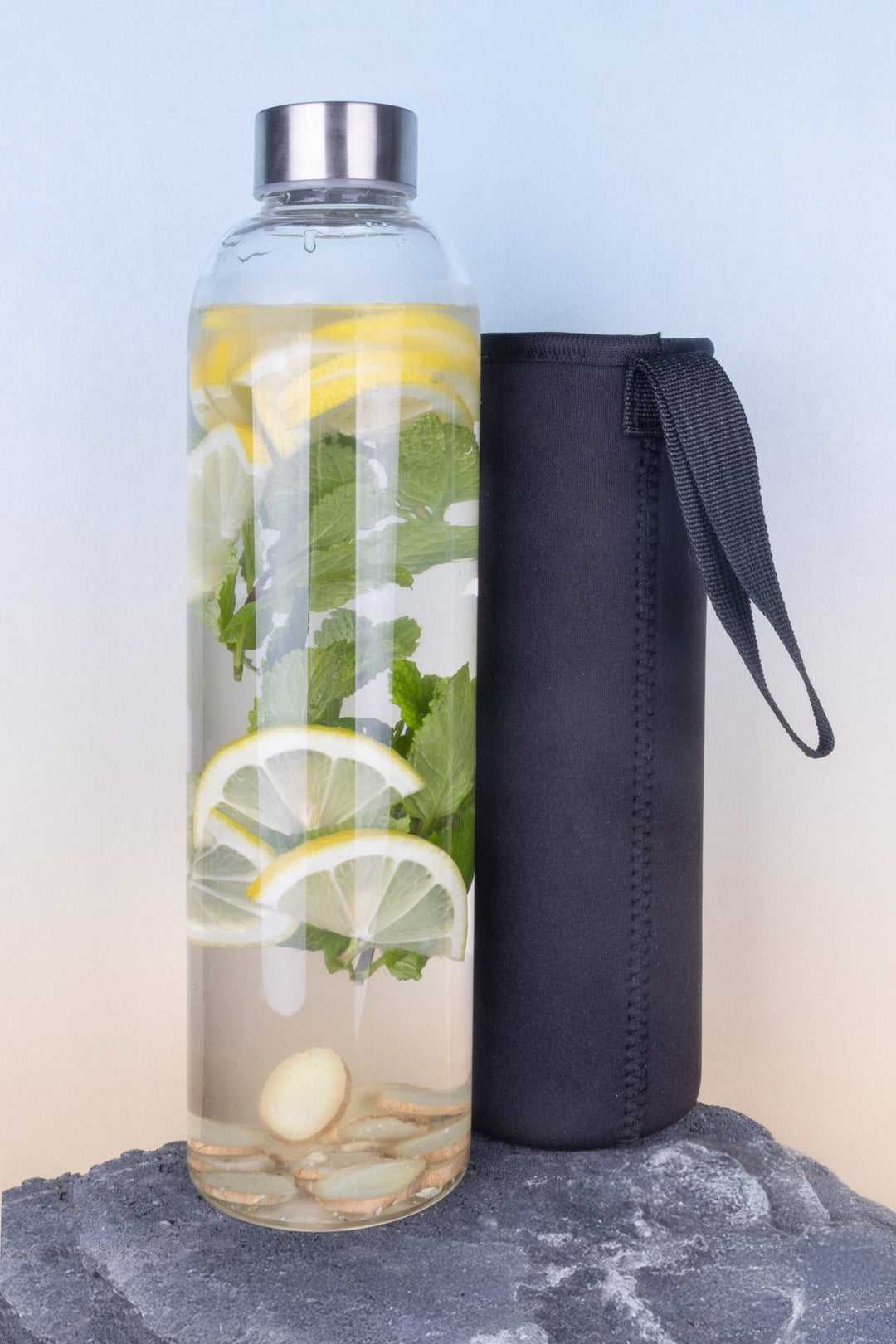 LUR-00240833 - LURCH Glasflasche mit Iso - Hülle, 1L, schwarz