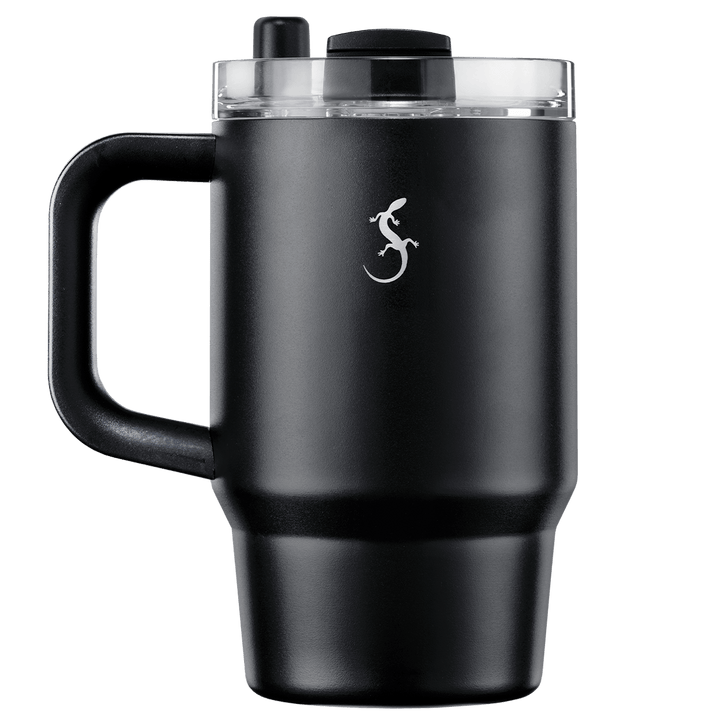 LUR - 00270977 - Lurch Isolierbecher Big Cup Mini 0,8l mit Trinkhalm und Pulverbeschichtung, Schwarz