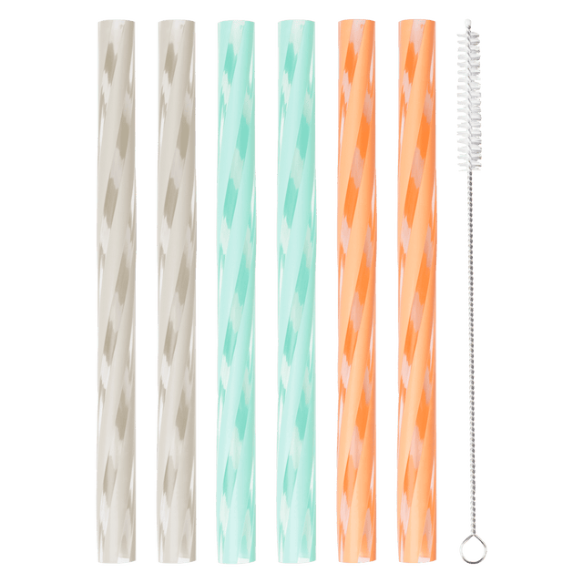 LUR - 00280075 - Lurch - Little Lurch Trinkhalme Silikon 13cm 6er Set inkl. Reinigungsbürste