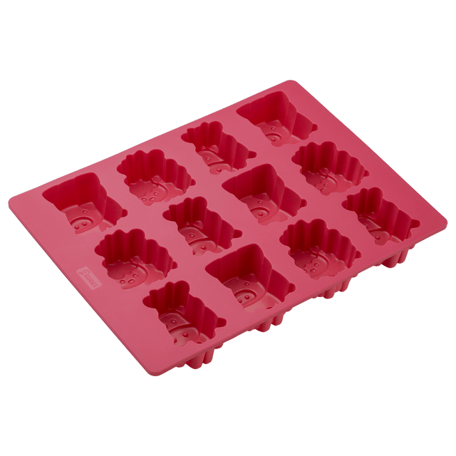 LUR - 00085095 - LURCH My Little Farm Silikonbackform - 12 Mini - Kuchen mit Tiermotiv