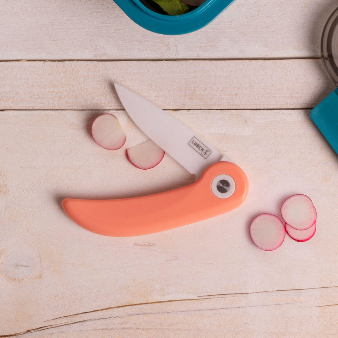 LUR-00010381 - LURCH, Picknick - Messer peach mit einklappbarer Keramikklinge