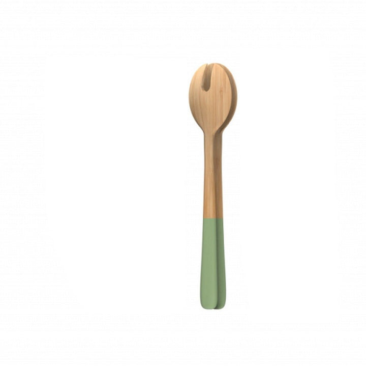 PEB - NBA175 - Grün - pebbly - farbiger Griff - Salatbesteck aus Bambus - 27cm lang