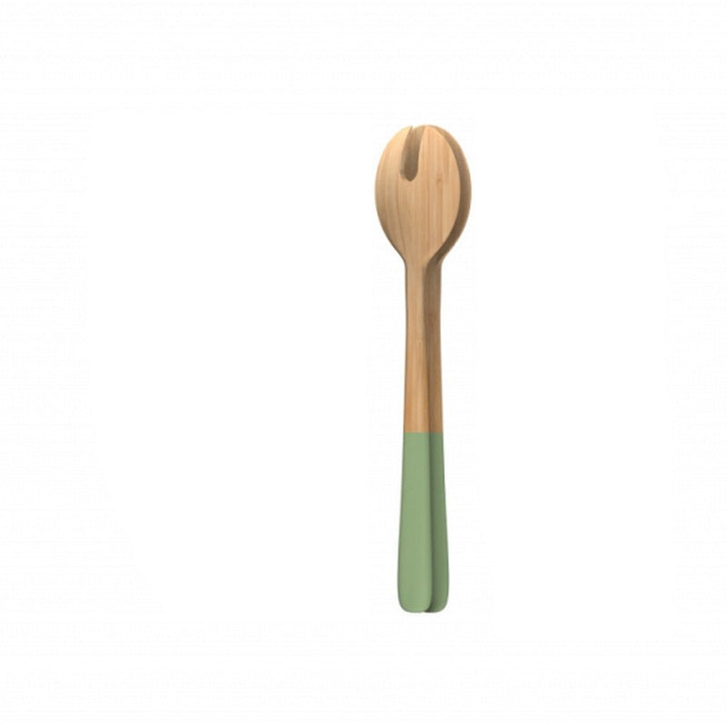 PEB - NBA175 - Grün - pebbly - farbiger Griff - Salatbesteck aus Bambus - 27cm lang