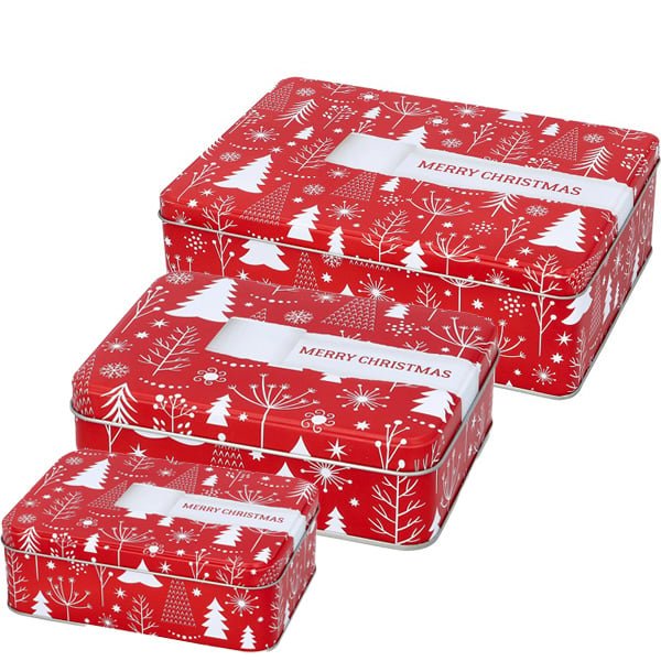 BI - 472488 - RBV Birkmann, Kagedåser - Sæt, Christmas Gift Wrap, firkantet, forskellige størrelser