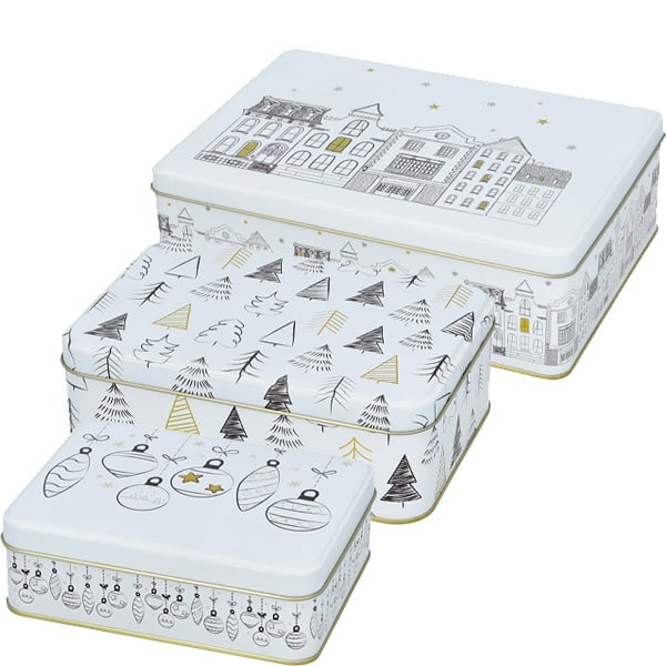 BI-472563 - RBV Birkmann, Cookie Tins - Set, Minimalistic Decor, Square, Various Sizes