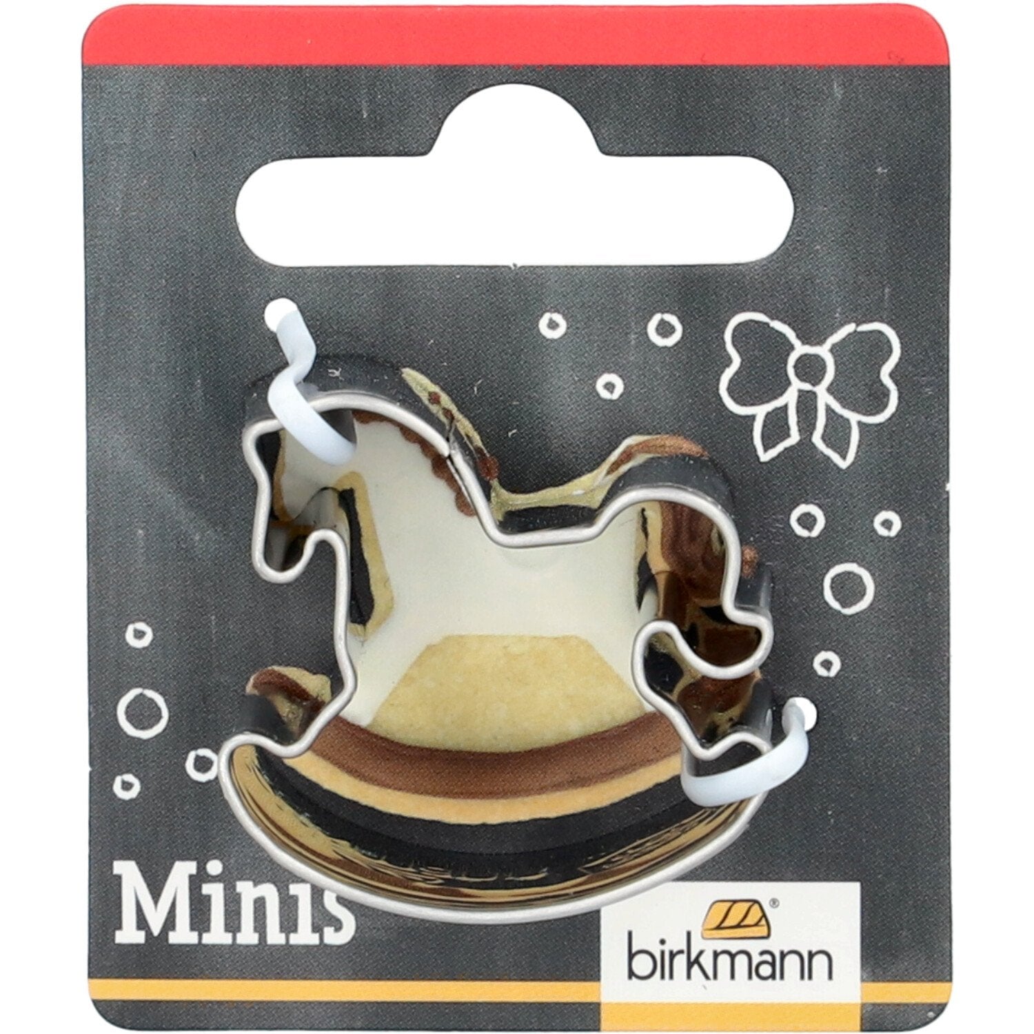 BI - 152908 - RBV Birkmann, Mini - Ausstechform, Schaukelpferd, 3cm, Edelstahl, auf Cardboard