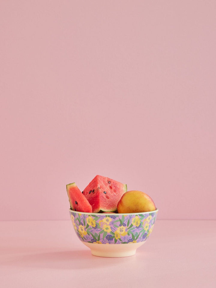 ri - MELBW - FAPA - rice, Bowl with Fancy Pansy Print - Medium - 700ml