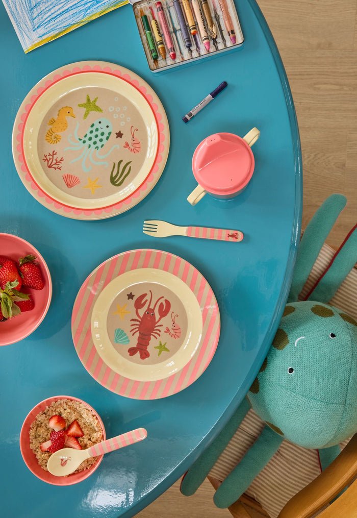 ri-KIPL-OCEI - rice, Kinderteller - Koralle - Ocean Print
