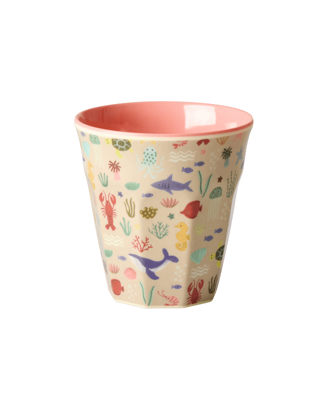 RI-KICUP-OCEI - rice - Kleine Kinderbecher - Koralle - Ocean Print, 160ml