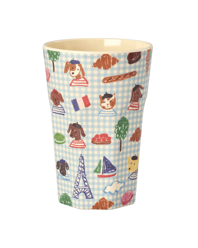 RI-MELCU-LPARIS - rice- Melamin größer Becher Großer Becher - „Kids in Paris“ Blau, 400ml
