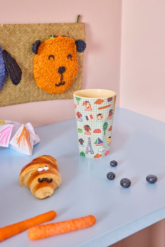 RI-MELCU-LPARIS - rice- Melamin größer Becher Großer Becher - „Kids in Paris“ Blau, 400ml