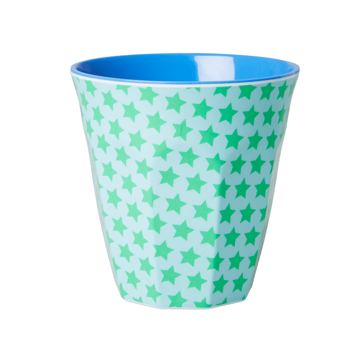 ri - MELCU - STAR14 - rice, Melamine Becher Stars grün/turquoise, 250 ml