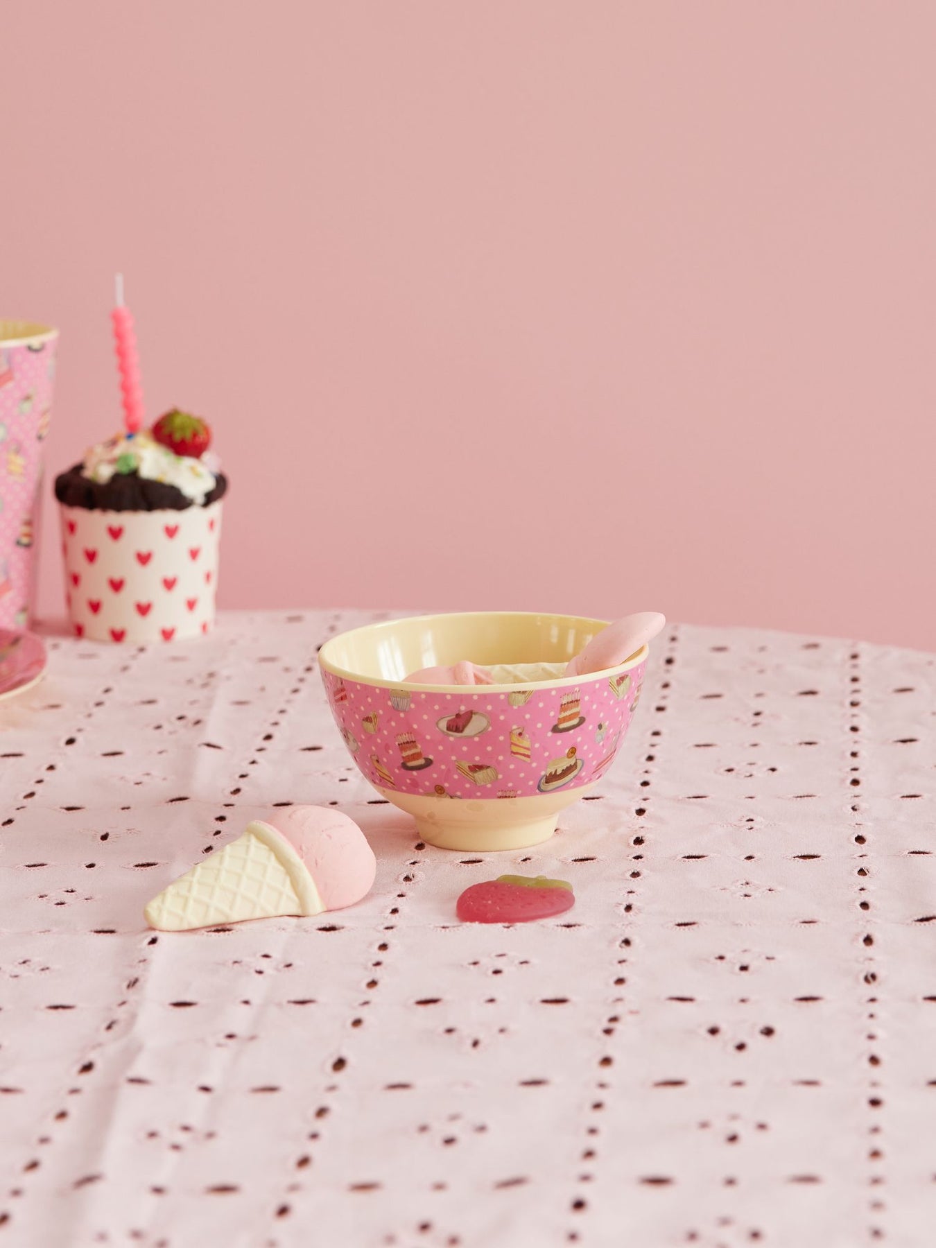 ri - MELBW - rice, Melamine Bowl with Sweet Cake Print - Small, 300ml