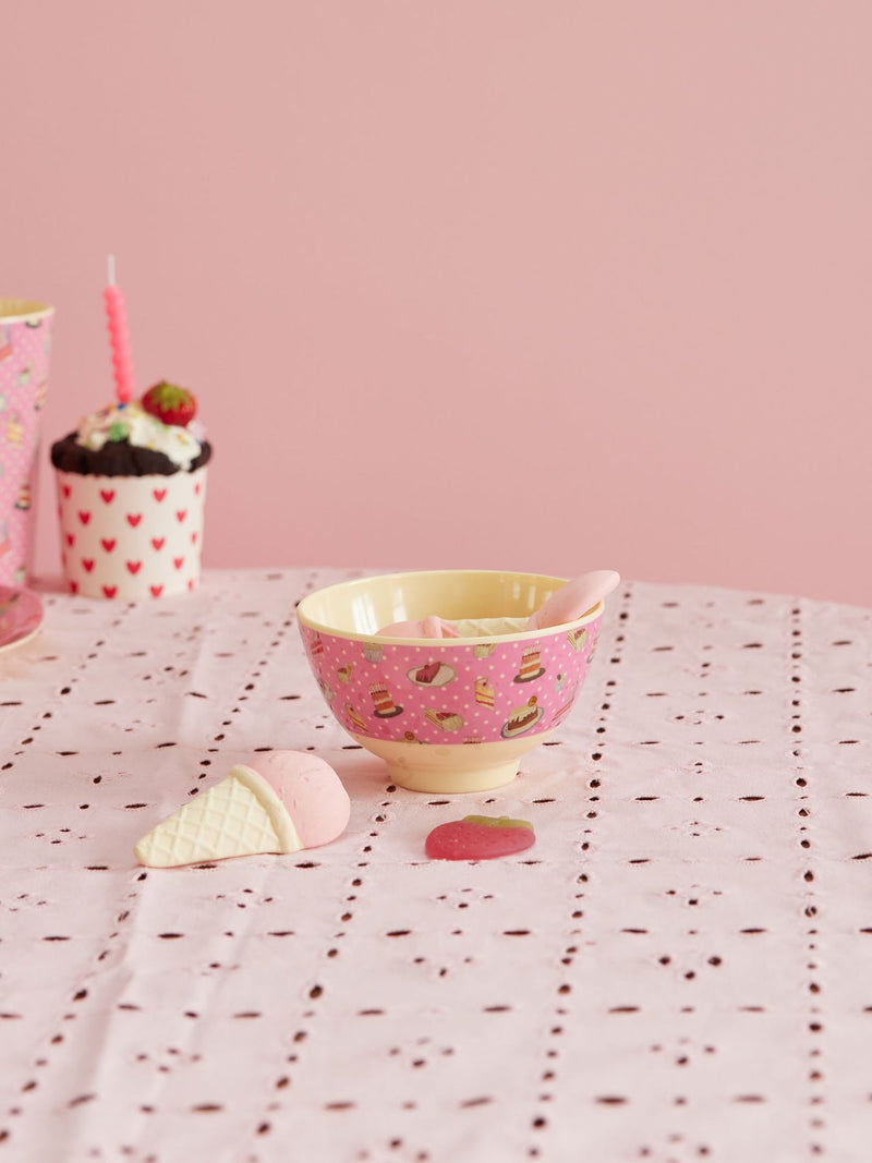 ri - MELBW - rice, Melamine Bowl with Sweet Cake Print - Small, 300ml